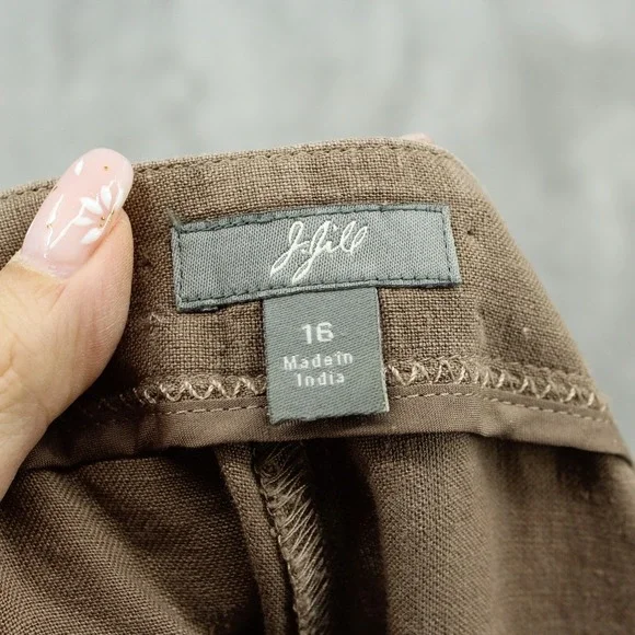 JJ ill Pants Women 16 Linen Wide Leg Pockets Pleated Lagenlook Boxy Relaxed Zip - Picture 8 of 11